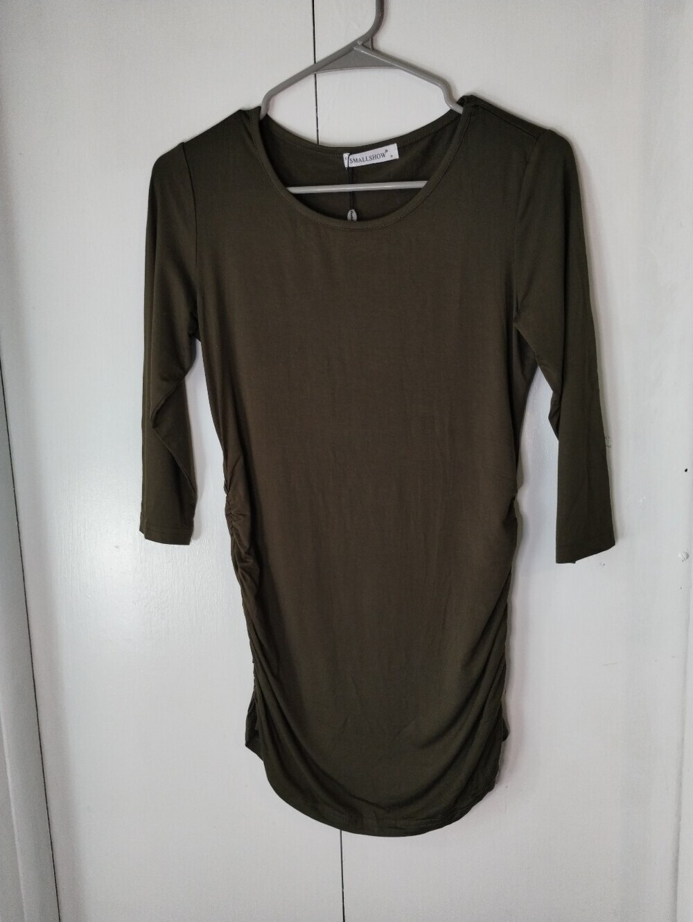 Olive Green Ruched Side Women's Fashionably Pregnat Top